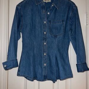 Madewell Denim Button Up with Peplum Detail